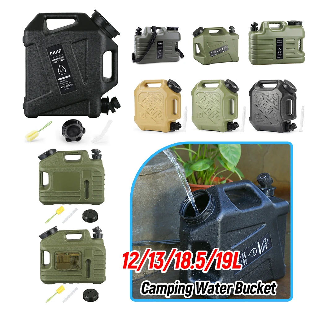 12/13/19L Water Tank Outdoor Water Bin Large Capacity Camping Bucket with Faucet No Leakage Water Bucket Container for Travel