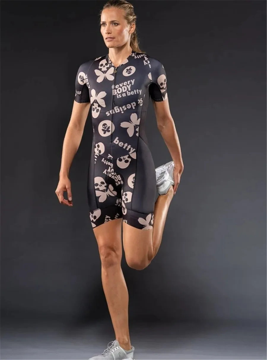 Betty Designs Women's Cycling Jumpsuit Triathlon Roller Skating Running Swimming Multifunctional Clothing Bike Skinsuit Maillot