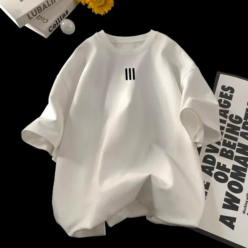 2025 Men's Oversized T-shirts Mens Cotton T Shirt White 5XL Casual Summer Wear Fashion Print Tee Shirts for Men New Clothing