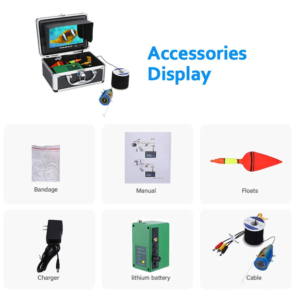 MAOTEWANG 7inch Fishfinder Underwater Fishing Camera Double Lamp 30LEDs 15M 30M 50M Waterproof For ICE/Sea/River Fishing