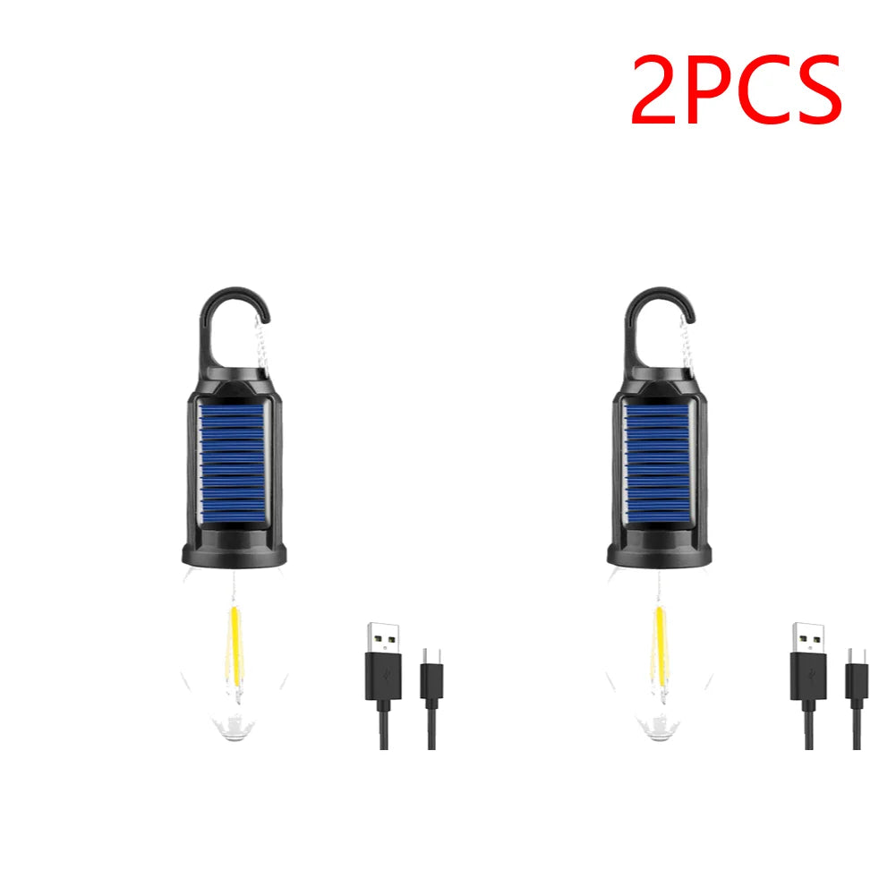 2-5PCS Solar Powered LED Lighting Lantern USB Charging Outdoor Tent Light Waterproof BBQ Atmosphere Light for Outdoor Camping