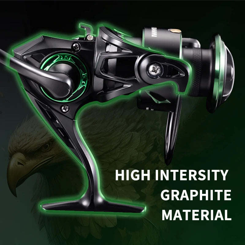 RF Spinning Reel Fishing Reel 5.2:1 Spin Green EVA Knob Fishing Wheel Saltwater Aluminum Spool