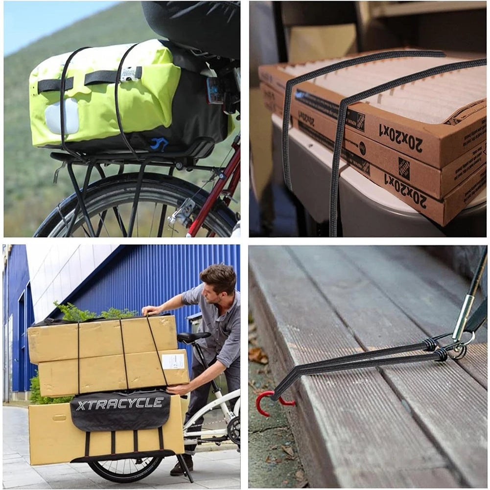 10Pcs Bungee Cords with Hooks Includes 30cm 60cm 100cm Outdoor Elastic Bungee Straps Bungee Rope for Bikes Camping Outdoors