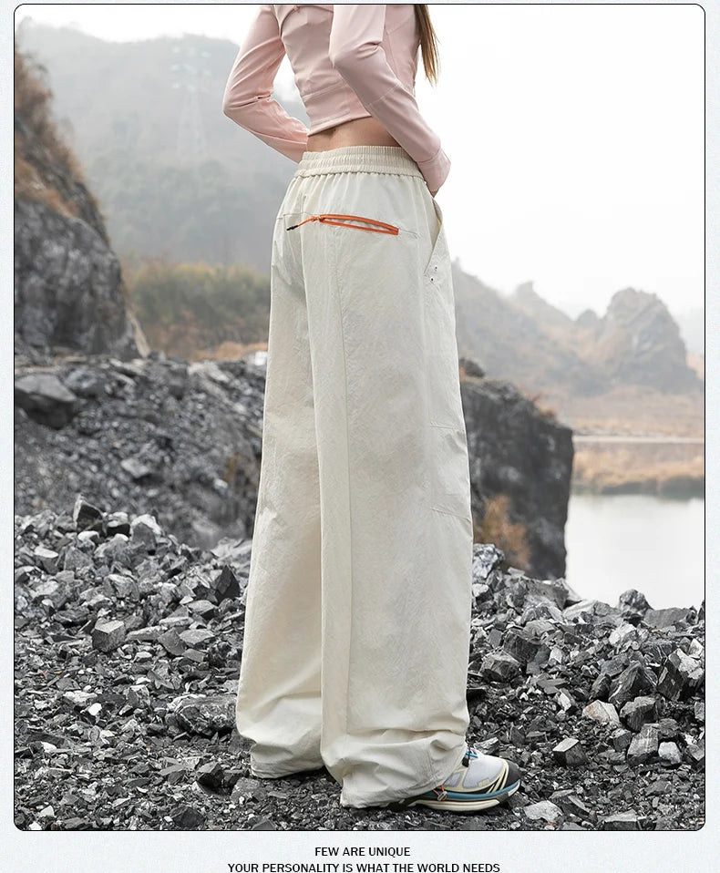 Women's Outdoor Drawstring Pants Spring Summer Trendy Mountaineering Waterproof  Casual Pants Women Paratrooper Jogging Pants