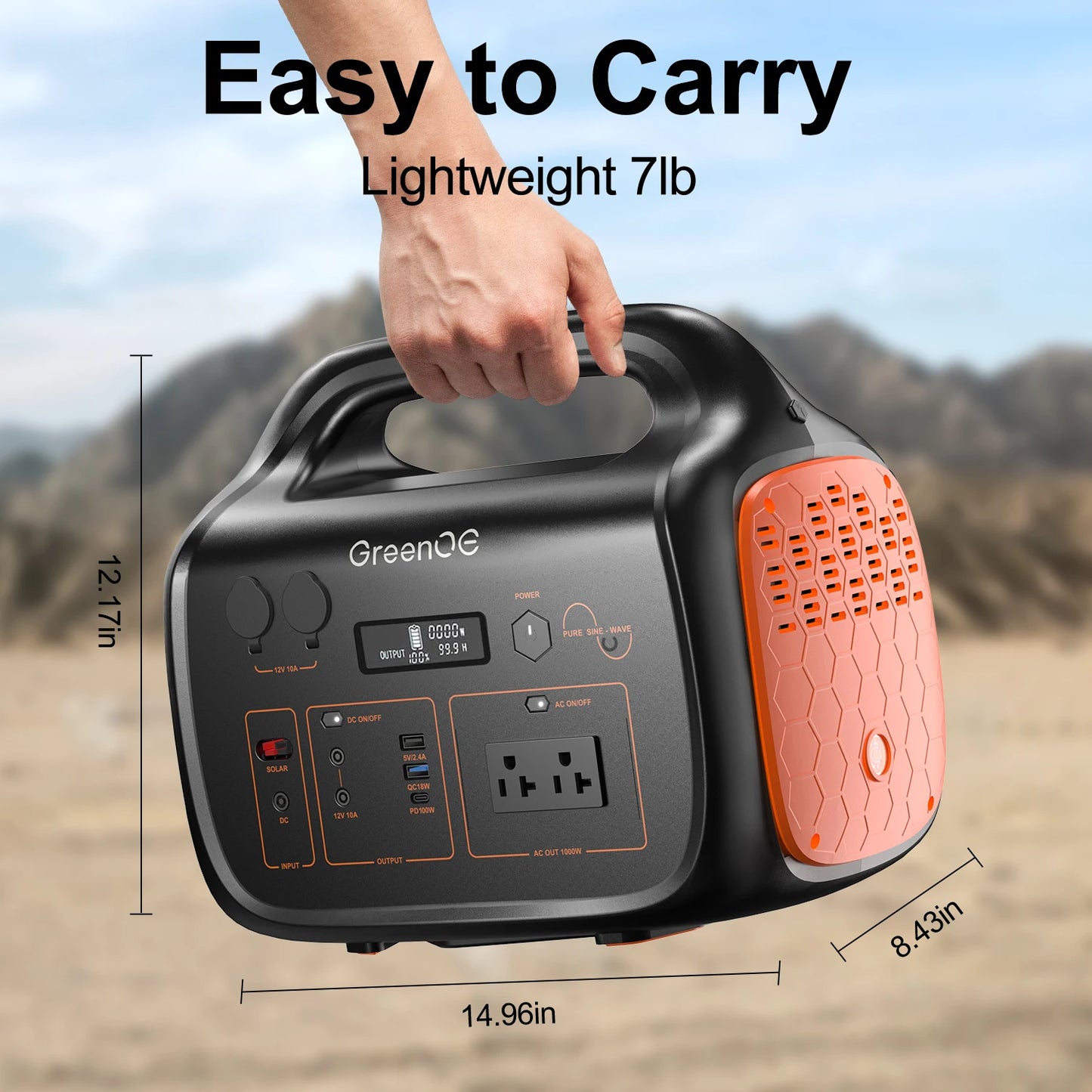 1000W 1024Wh Portable Power Station USB-C Camping Power Bank for Outdoors Solar Generator with LED 11 Ports Travel Home