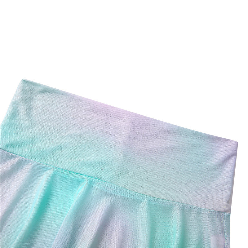 Women Sexy See Through Mini Skirt Summer High Waist Solid Skater Skirt Beach Cover-ups Sheer Mesh Rave Festival Skirt Night Club