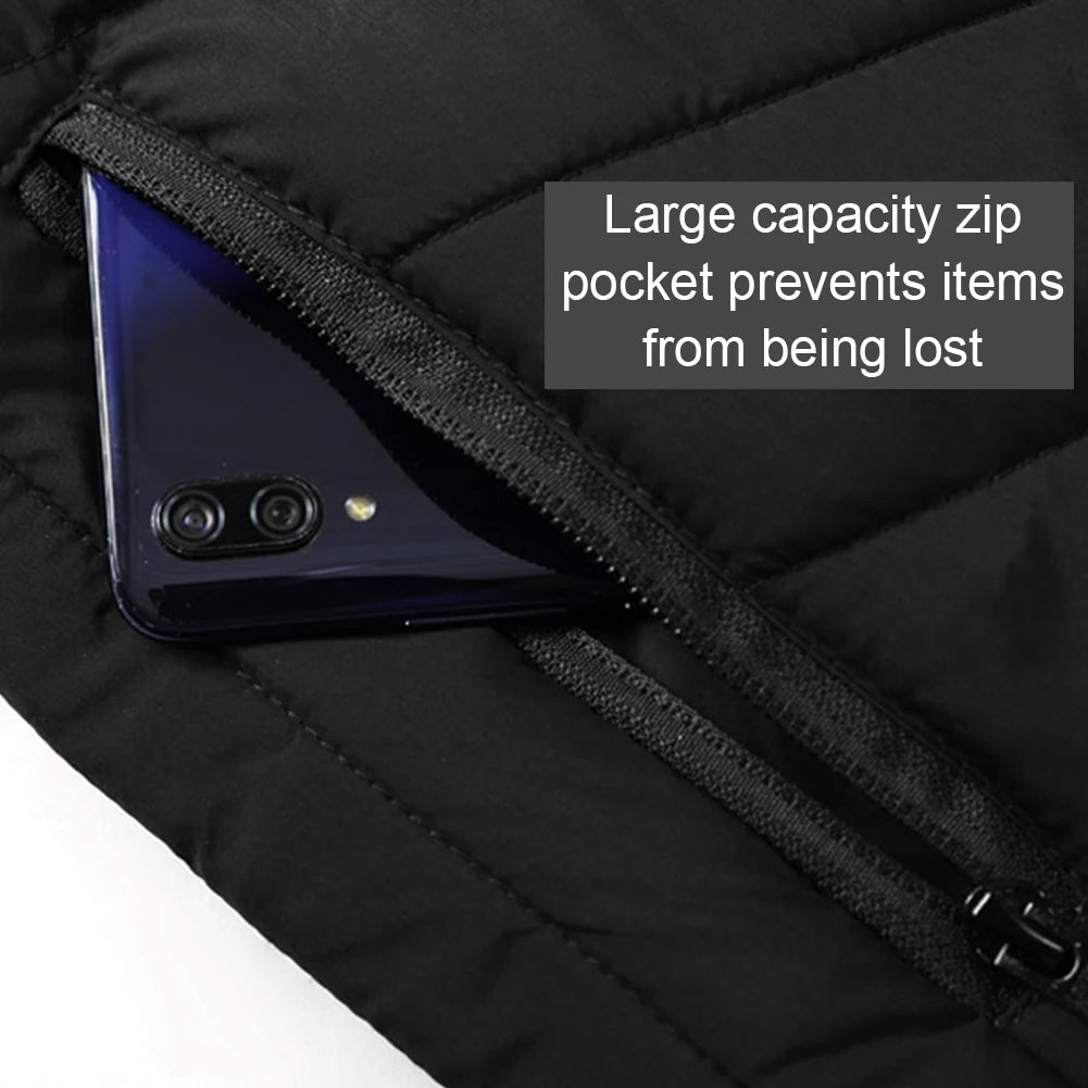 Unisex Electric Heated Vest 9 Heating Areas Heated Vest Coat Washable Lightweight with Zip USB Charging for Winter Sports Hiking