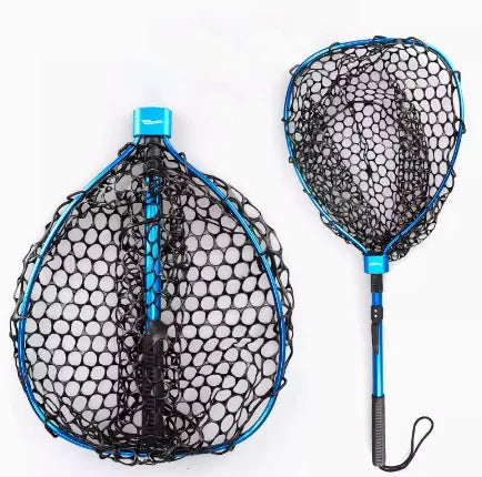 HISTAR Ultralight Portable Soft Rubber Mesh With Stainless Steel Handle Fly Fishing Tool Accessories Foldable Landing Net