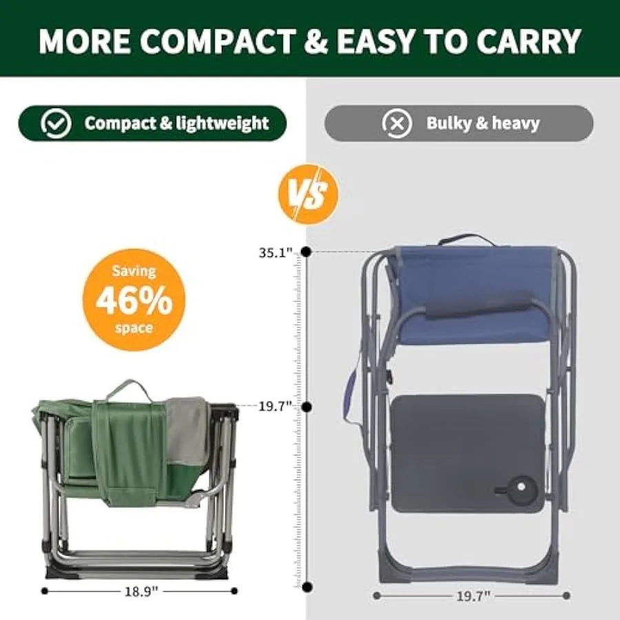 Naturehike Folding Camping Chair with Side Table Portable Director Chair for Outdoor Camp Lawn Hiking Fishing Sports