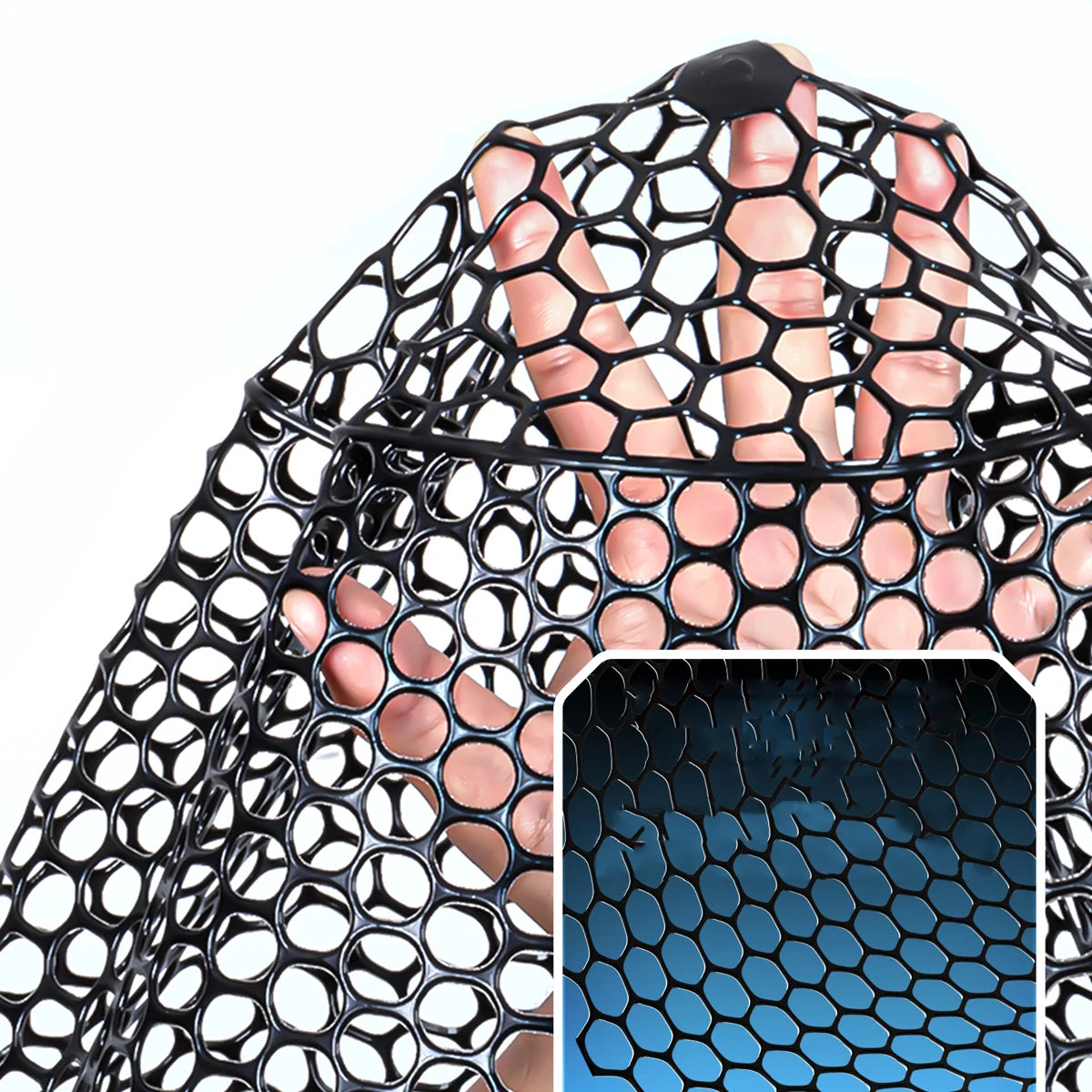 Foldable Fishing Landing Net with Long Handle for Bass Crappie Boat Saltwater Freshwater Quick Dry Rubber Mesh for Big Fish
