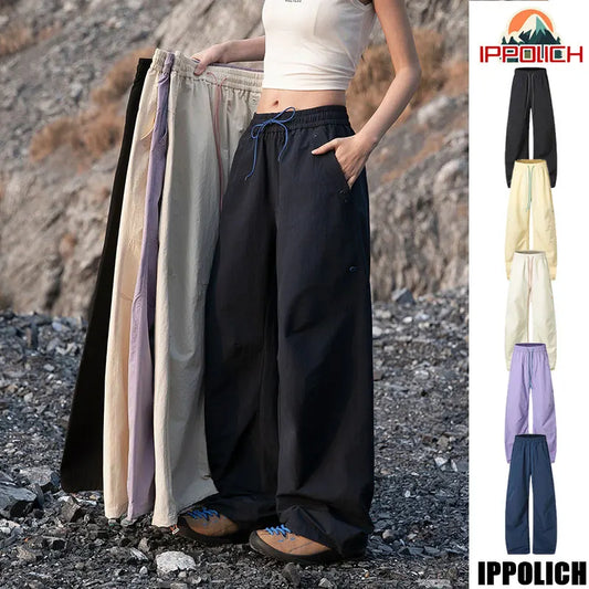 Women's Outdoor Drawstring Pants Spring Summer Trendy Mountaineering Waterproof  Casual Pants Women Paratrooper Jogging Pants