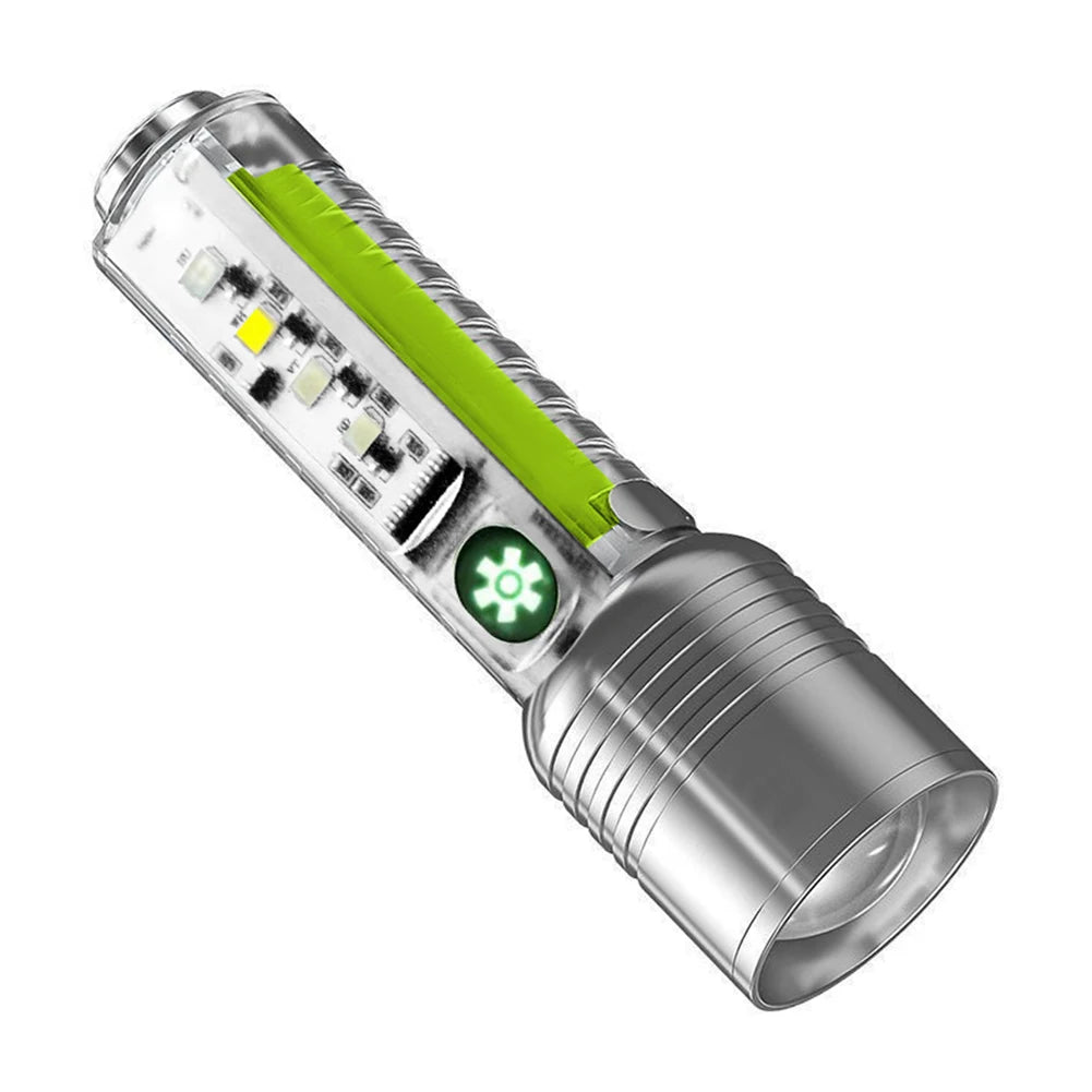 1-5PCS XHP50 LED Portable Flashlight 500mAh 800LM Type-C USB Rechargeable 6 Modes IPX4 Waterproof Camping Verification Light