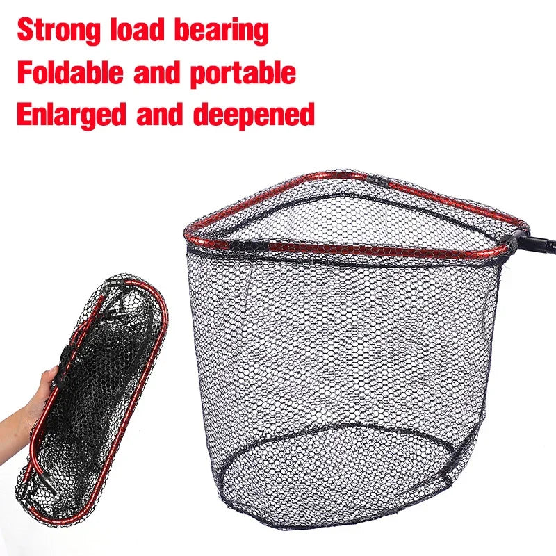 Aluminum Alloy Rubber Coated Fish Landing Net Foldable Telescopic Sea Fly Fishing Net Floating Fishing Net 40cm/60cm/65cm