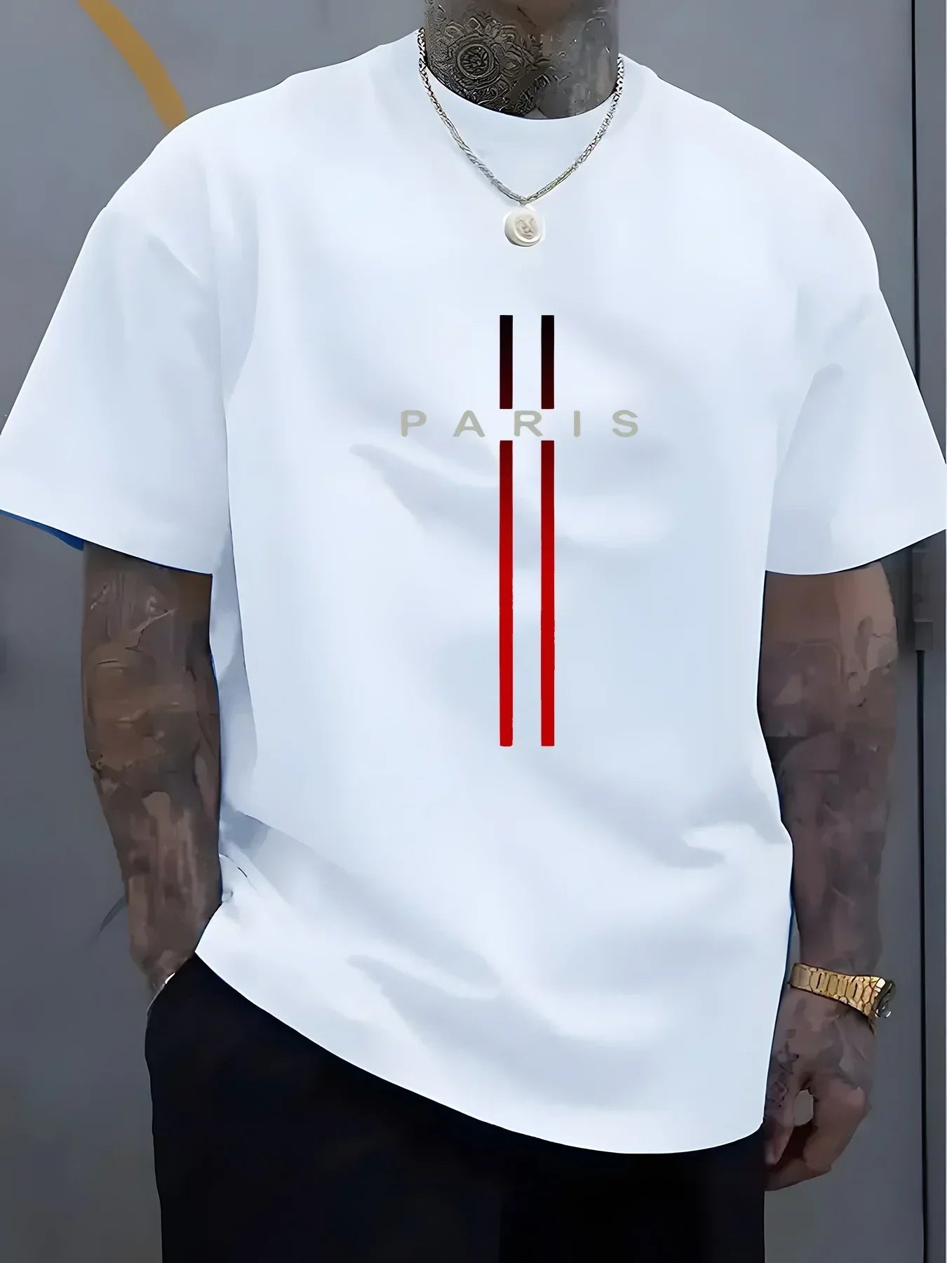 Men's summer casual round neck T-shirt comfortable and versatile