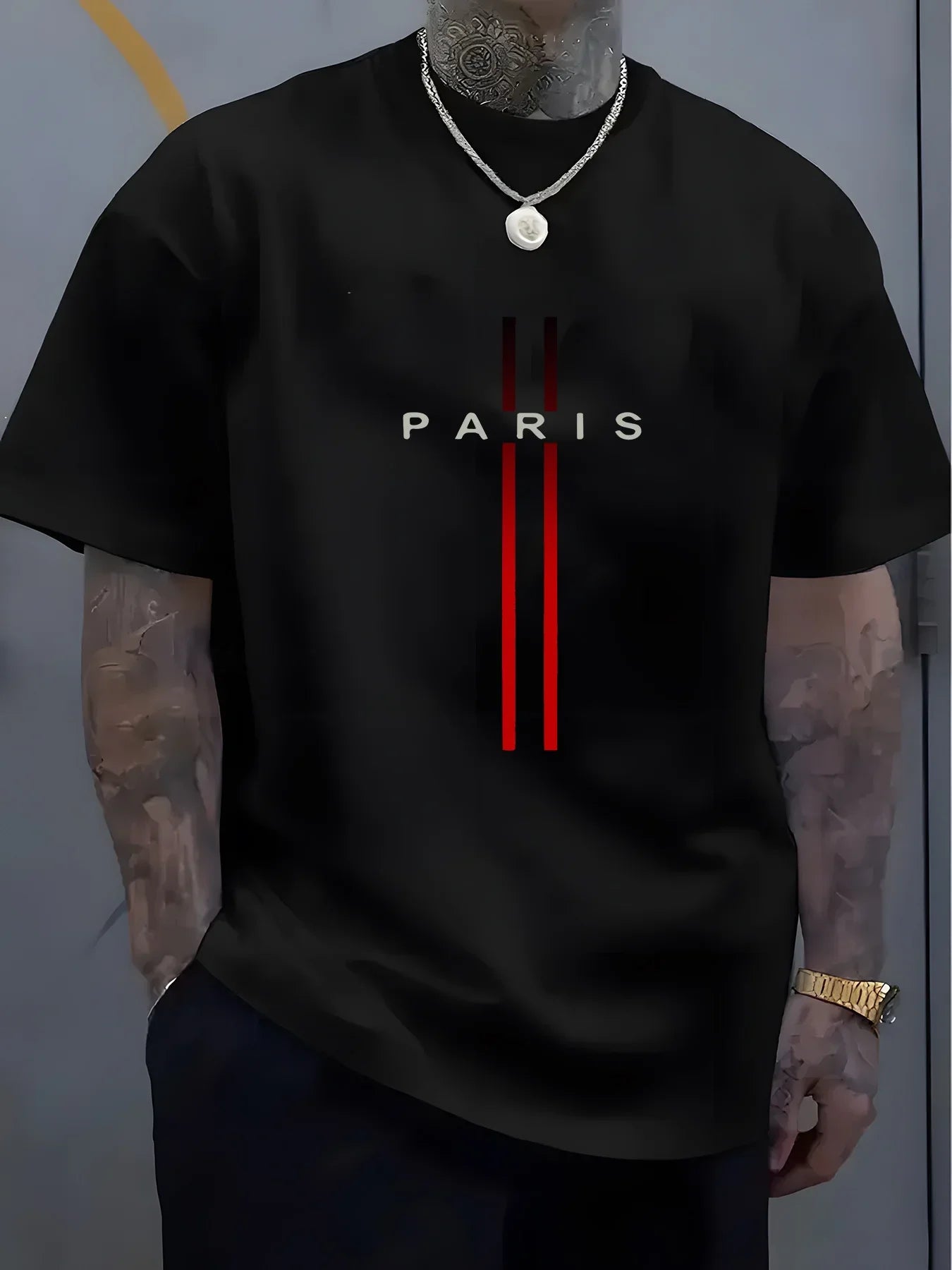 Men's summer casual round neck T-shirt comfortable and versatile