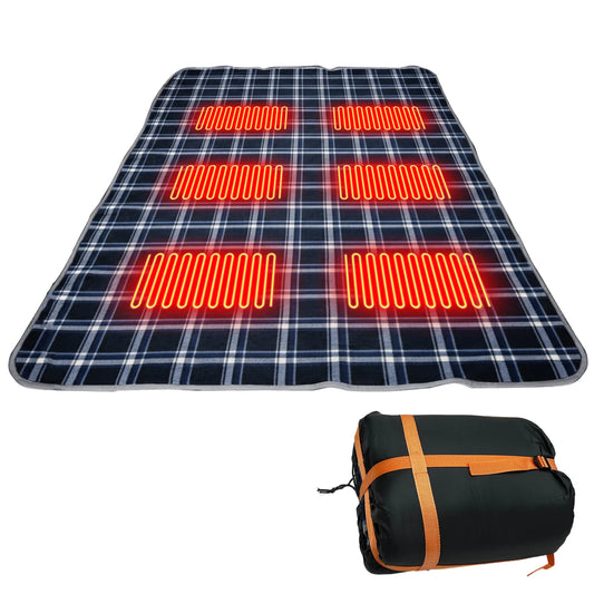 Camping USB Heating Sleeping Mat 3 Adjustable Temperature Outdoor Electric Heating Pads with 6 Heating Zones for Hiking Travel