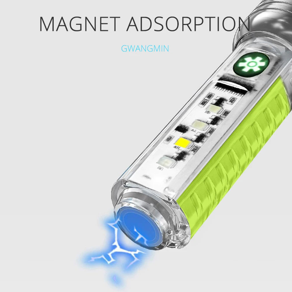 1-5PCS XHP50 LED Portable Flashlight 500mAh 800LM Type-C USB Rechargeable 6 Modes IPX4 Waterproof Camping Verification Light