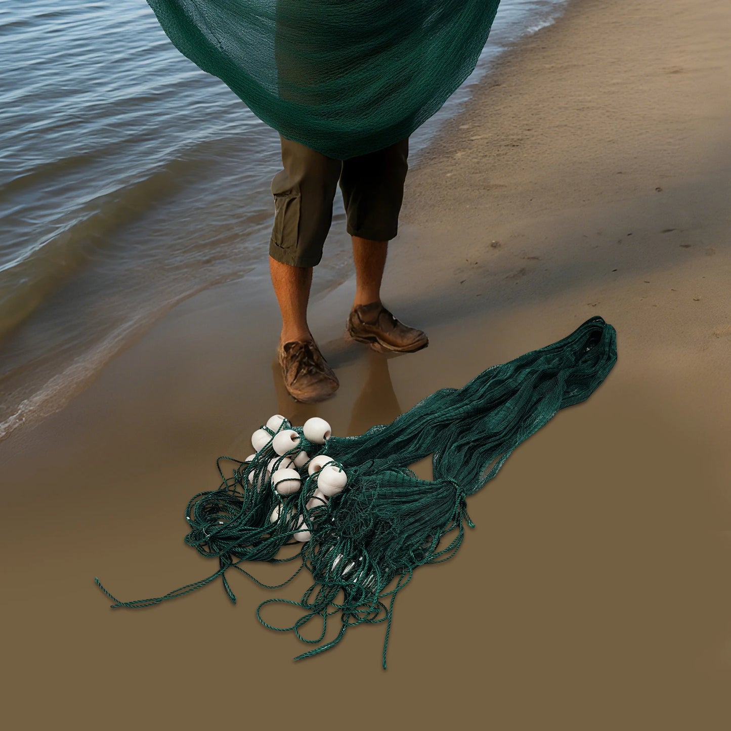 3*20m/10*65ft Fishing Net with Weight & Float Fishing Drag Net 0.59in Fishing Mesh Bag Hand Throw Net for Seining Minnows Shiner