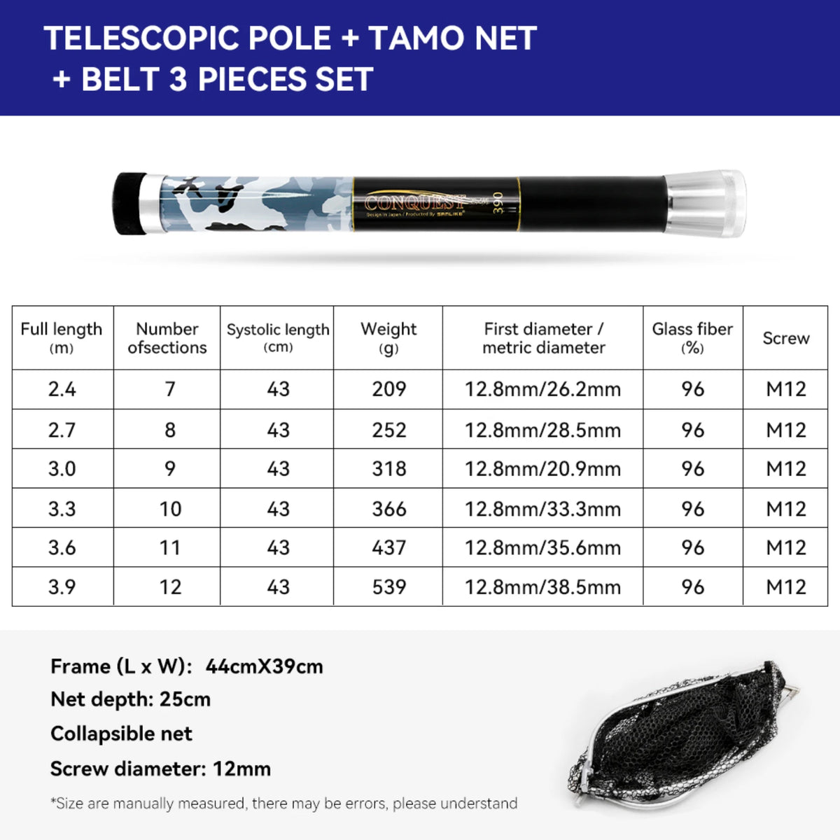 SANLIKE Folding Fishing Net Telescopic Handle with Adapter Fishing Net Set Rubber Coated Landing Net Catch Release Fishing Tools