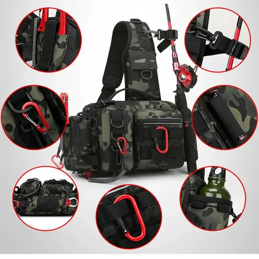 Fishing tackle, shoulder bag, storage bag, portable fishing rod holder, outdoor sports bag, flying fishing