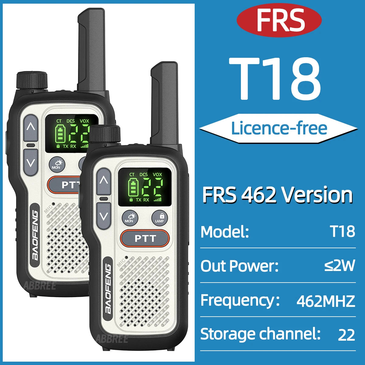 2X BAOFENG FRS Walkie Talkies Long Range Walkie Talkie NOAA VOX Flashlight Type-C Portable Two Way Radio For Restaurant Camping