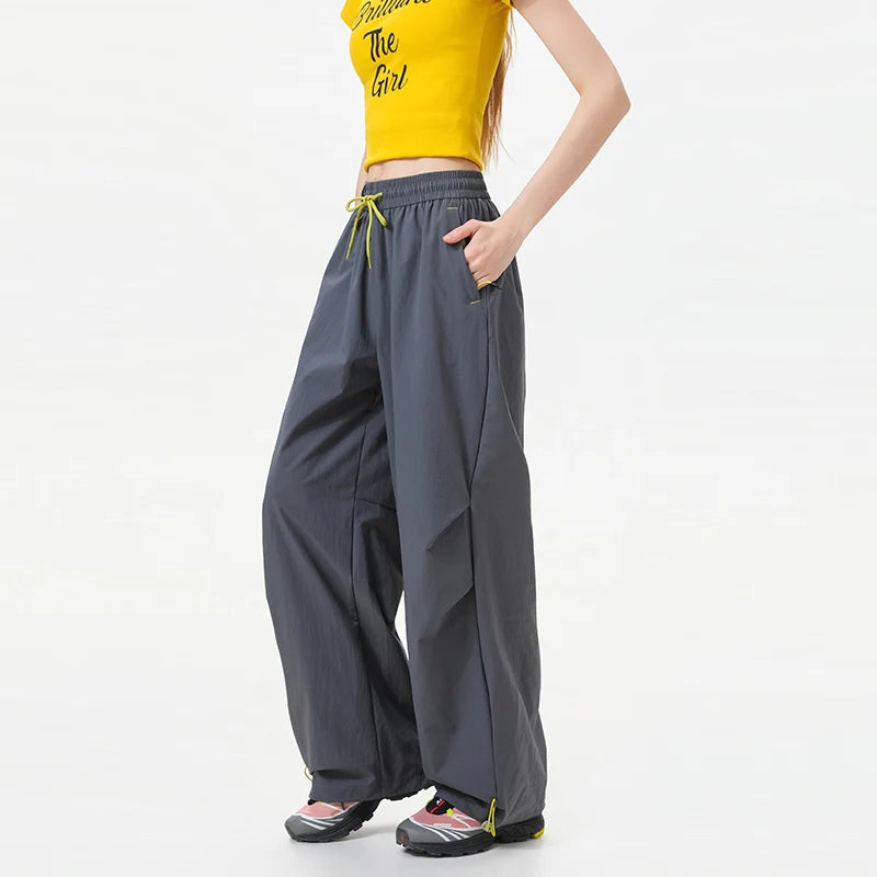 CHRLCK Women's Loose Cargo Pants Quick Drying Hiking Pants Waterproof Fishing Camping Cycling Trekking Trousers Summer