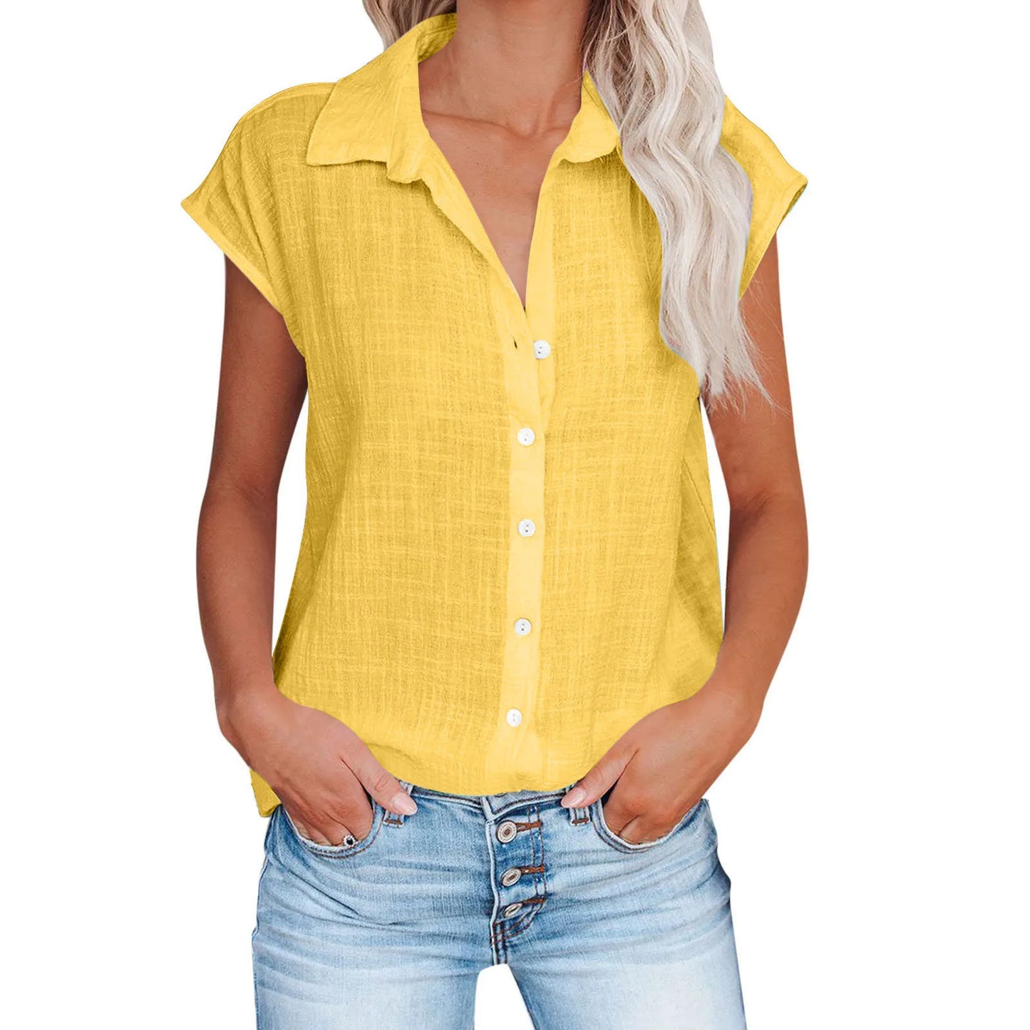 Summer Solid Cotton Linen Shirt Women's Clothing Casual Short Sleeve Tops Tee Ladies T-Shirts Blusas Thin Loose T Shirt Woman