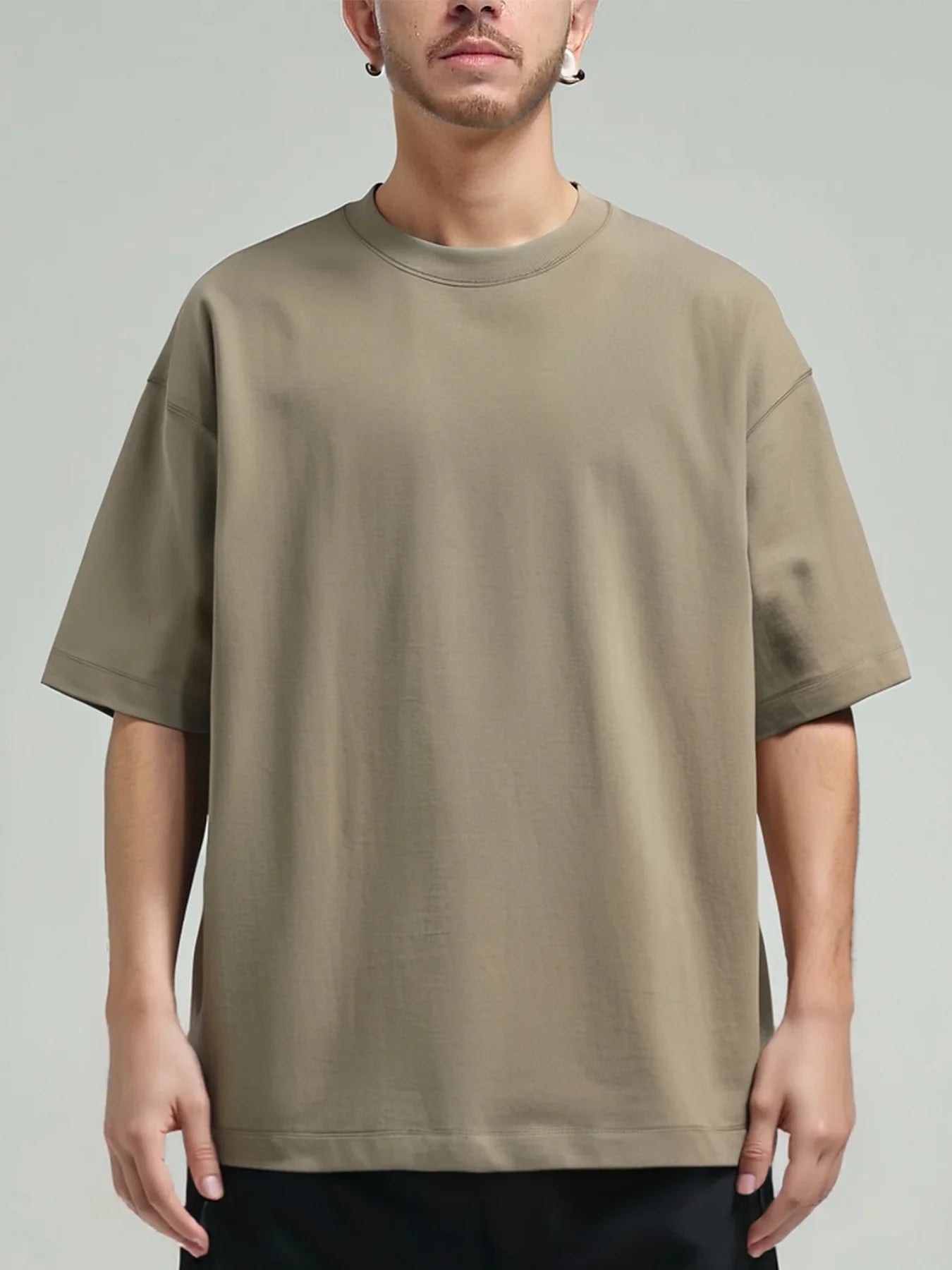 11.29oz 320Grams Heavy Cotton Weight Oversized Loose Men T-shirt Solid Color Drop Shoulder Short Sleeve High Quality