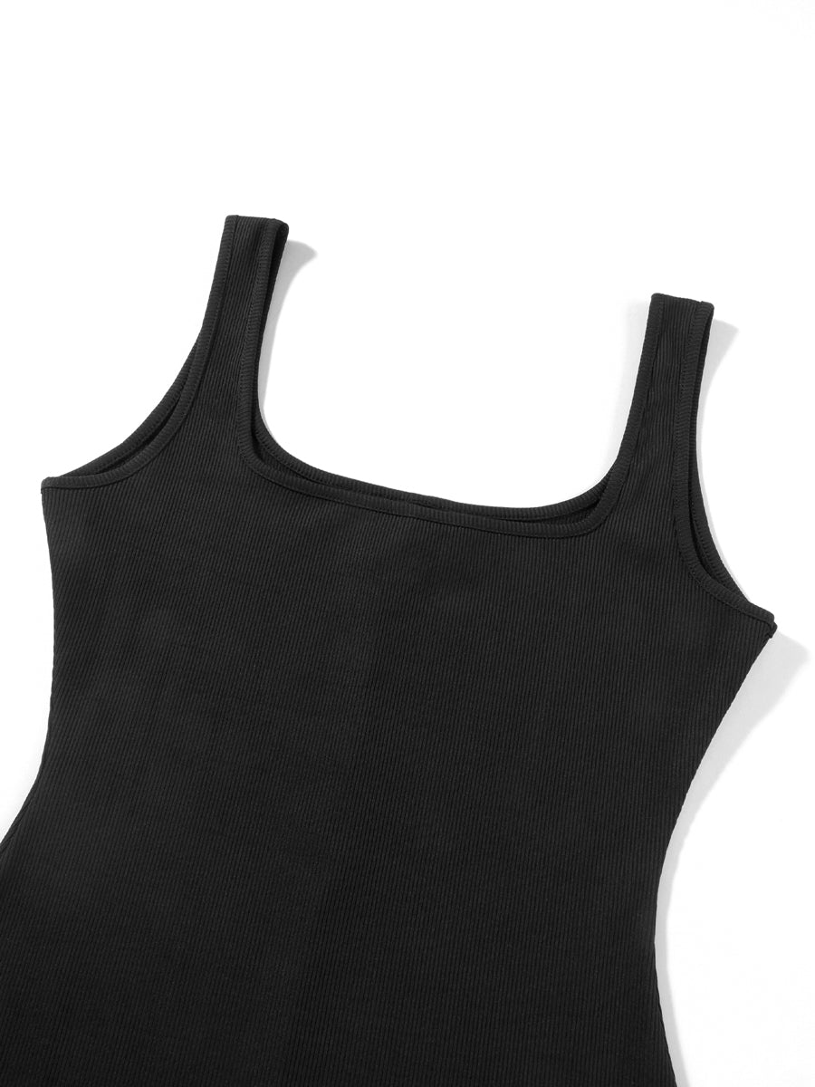 Women Sleeveless Bodycon Jumpsuit Summer Solid Color U-neck Romper Pants Streetwear Clubwear