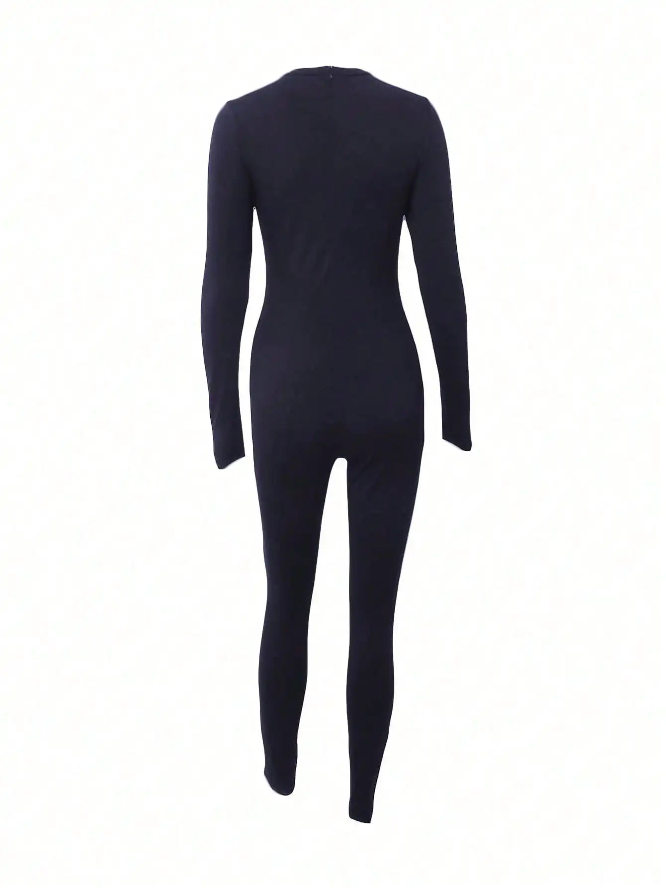 BWQ Women Solid Color Long Sleeve Casual T-Shirt And Matching Skinny Jumpsuit, Autumn Fall Cloth For Women