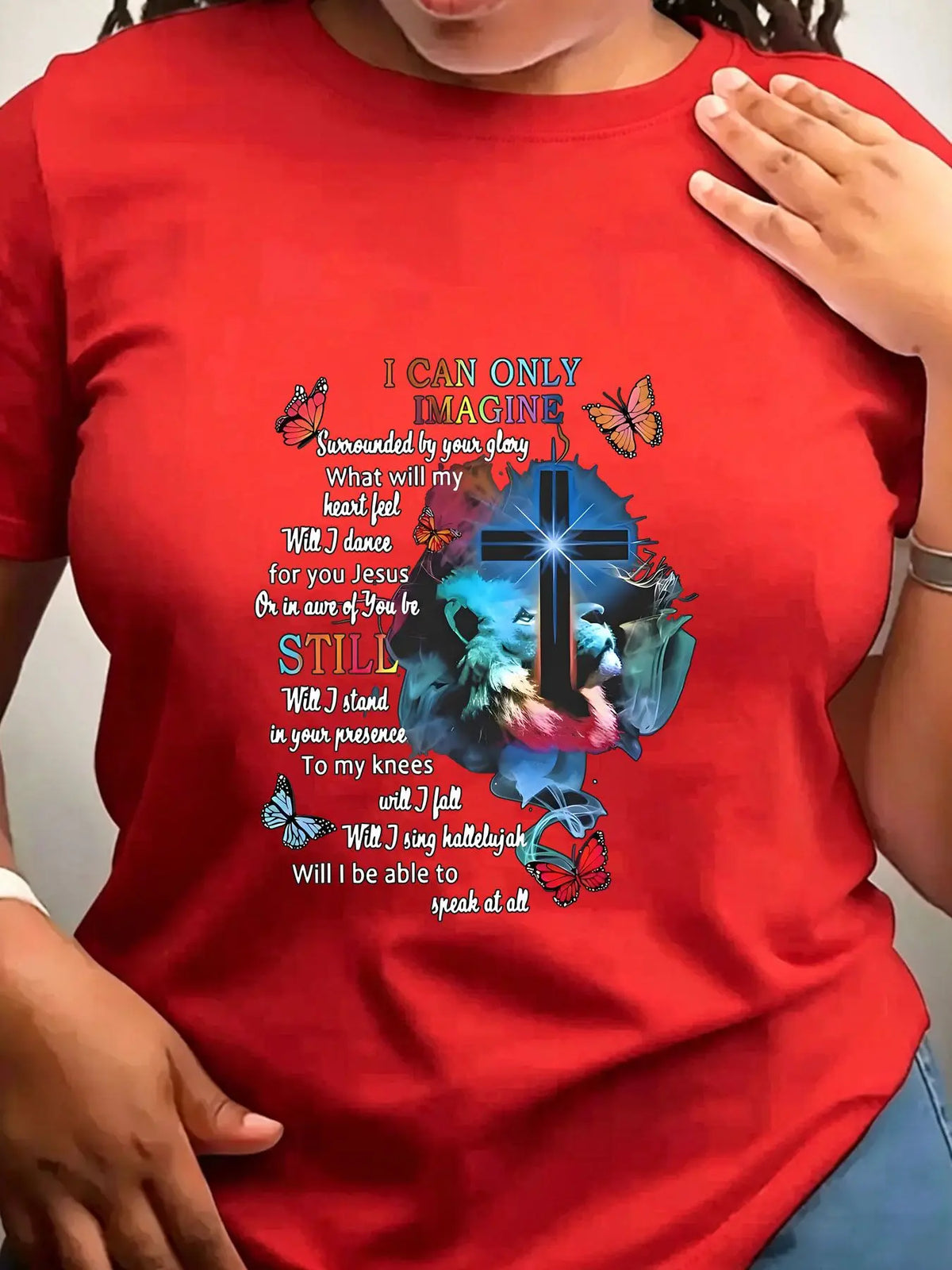 Women's Trendy Crew Neck T-Shirt I Can Only Imagine Shirt Suitable for Casual Sportswear