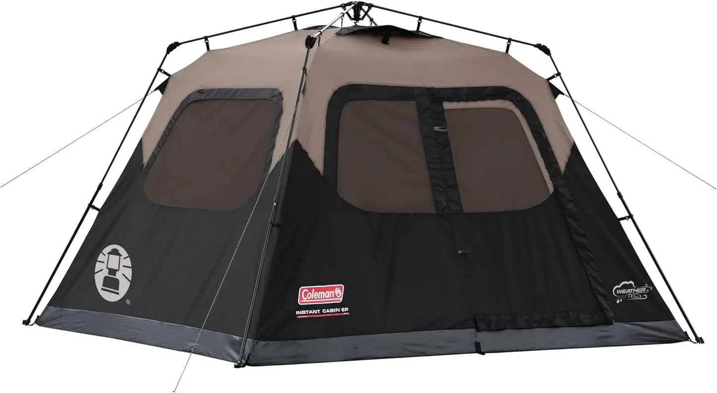 Instant Camping Tent with 1-Minute Setup, Large Family Tent with Pre-Attached Poles, Air Vent, & Carry Bag, Sets Up in About