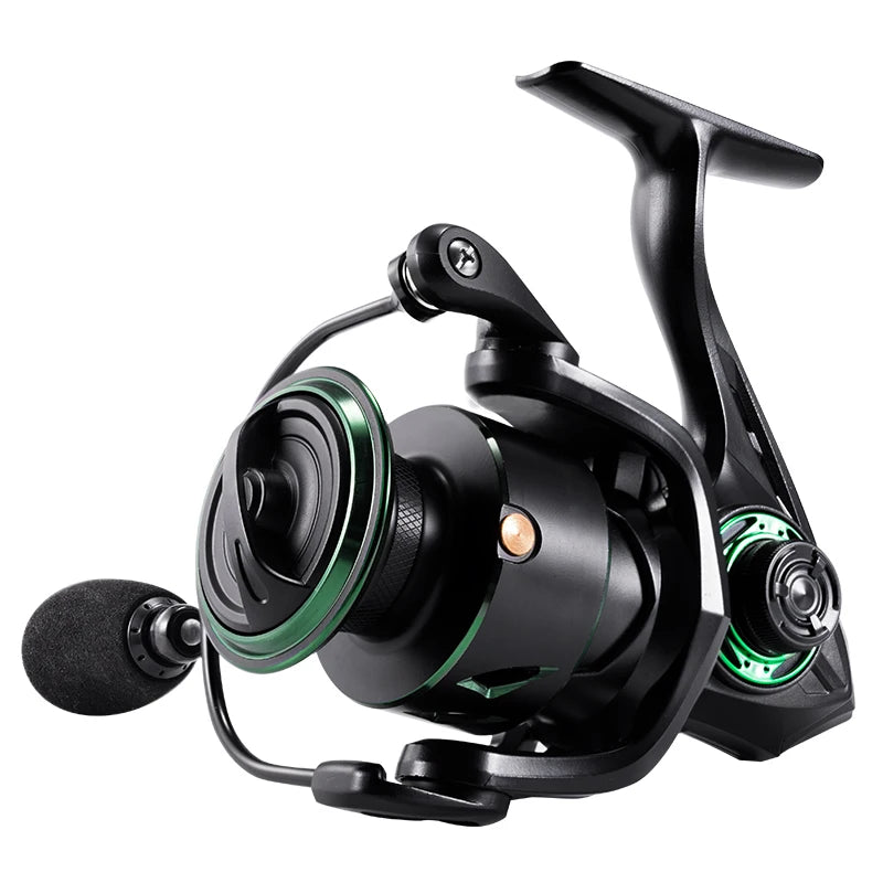 RF Spinning Reel Fishing Reel 5.2:1 Spin Green EVA Knob Fishing Wheel Saltwater Aluminum Spool