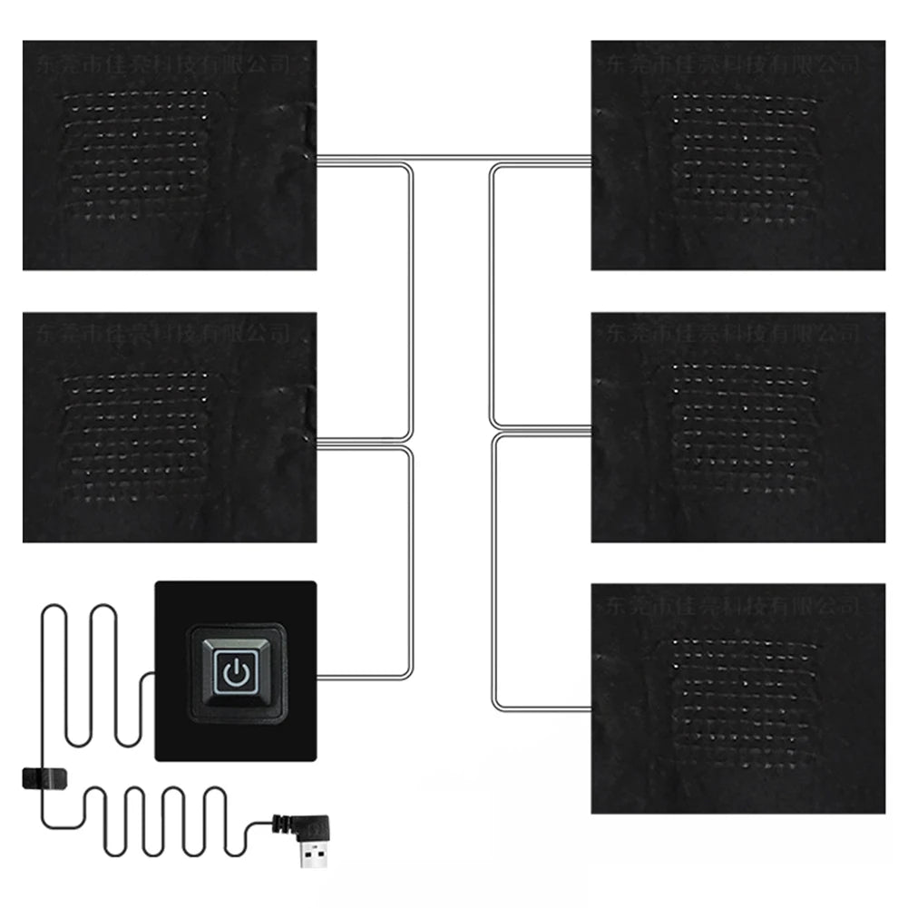 Temperature Control Pad Waterproof Electric Heating Sheet Cloth Jacket Heater Pads 5V for Camping Hiking