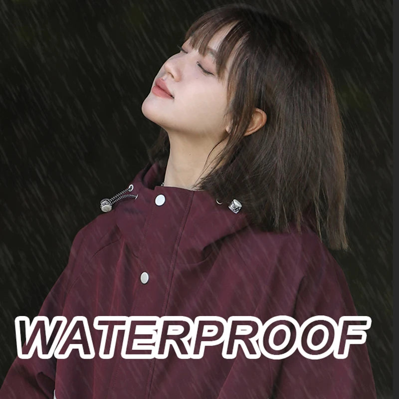 Women's Waterproof Hiking Jacket Windproof Running Coat Outdoor Camping Fishing Trekking Hunting Coat Fashion Hooded Windbreaker