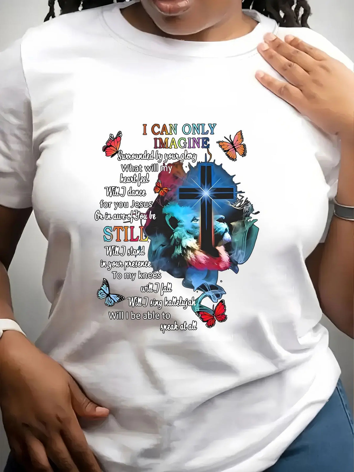 Women's Trendy Crew Neck T-Shirt I Can Only Imagine Shirt Suitable for Casual Sportswear