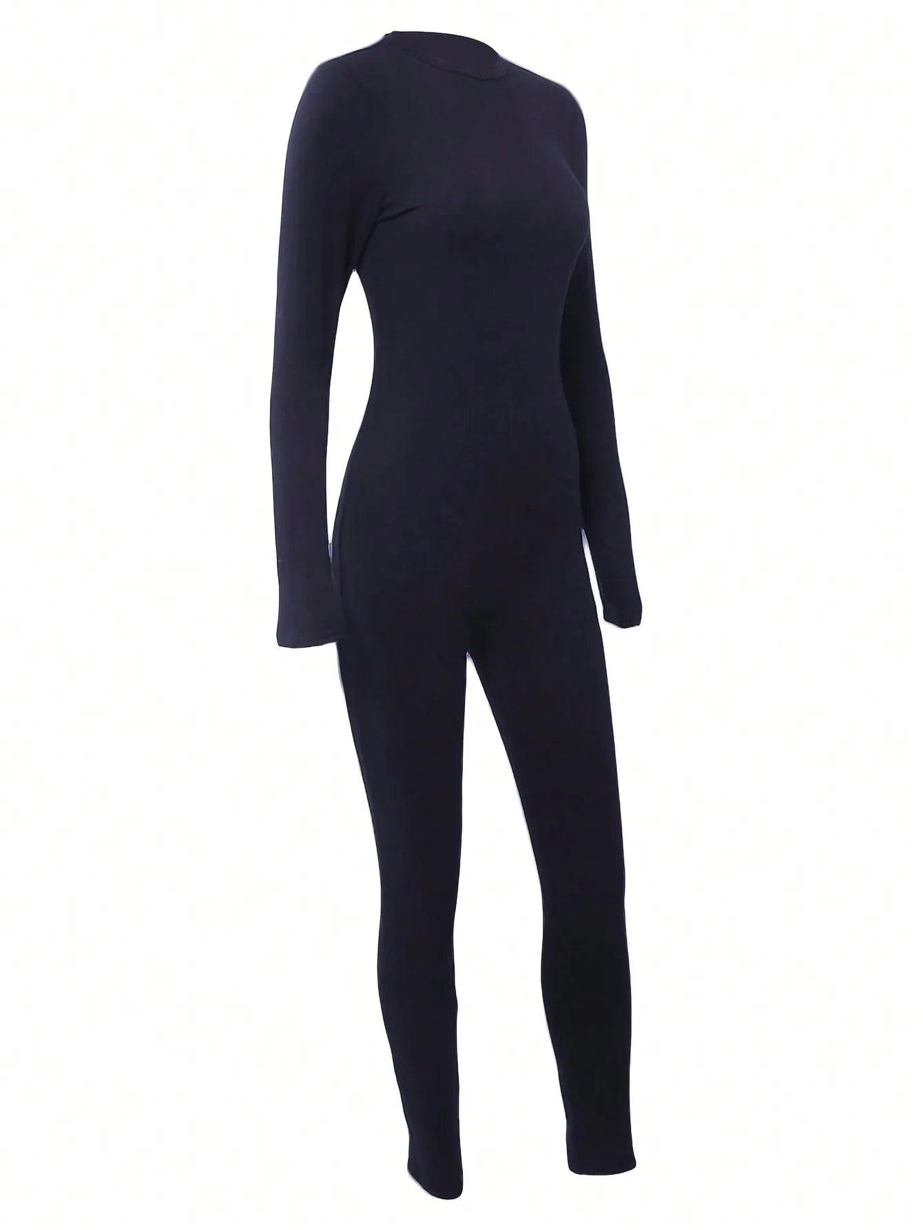 BWQ Women Solid Color Long Sleeve Casual T-Shirt And Matching Skinny Jumpsuit, Autumn Fall Cloth For Women