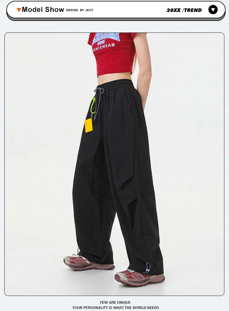 CHRLCK Women's Loose Cargo Pants Quick Drying Hiking Pants Waterproof Fishing Camping Cycling Trekking Trousers Summer