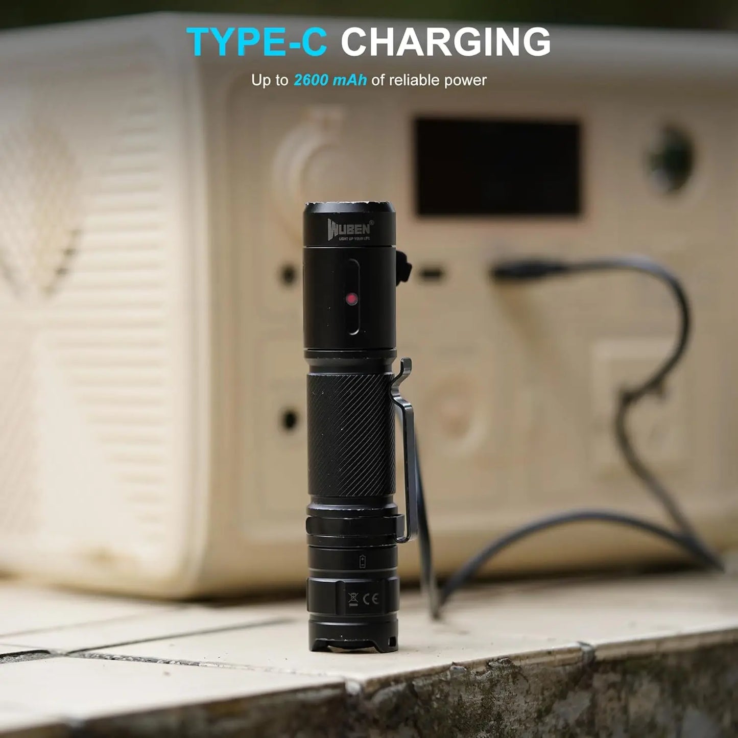 WUBEN C3 Flashlight 1200 High Lumens Rechargeable Flashlights 6 Modes Super Bright IP68 LED Tactical Flashlight for Camping