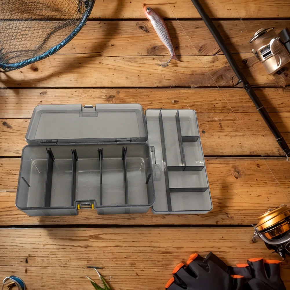 Double Layer Fishing Box with Adjustable Dividers Bait Lure Hook Accessories Box Bait Storage Box Multifunctional Fishing Tool