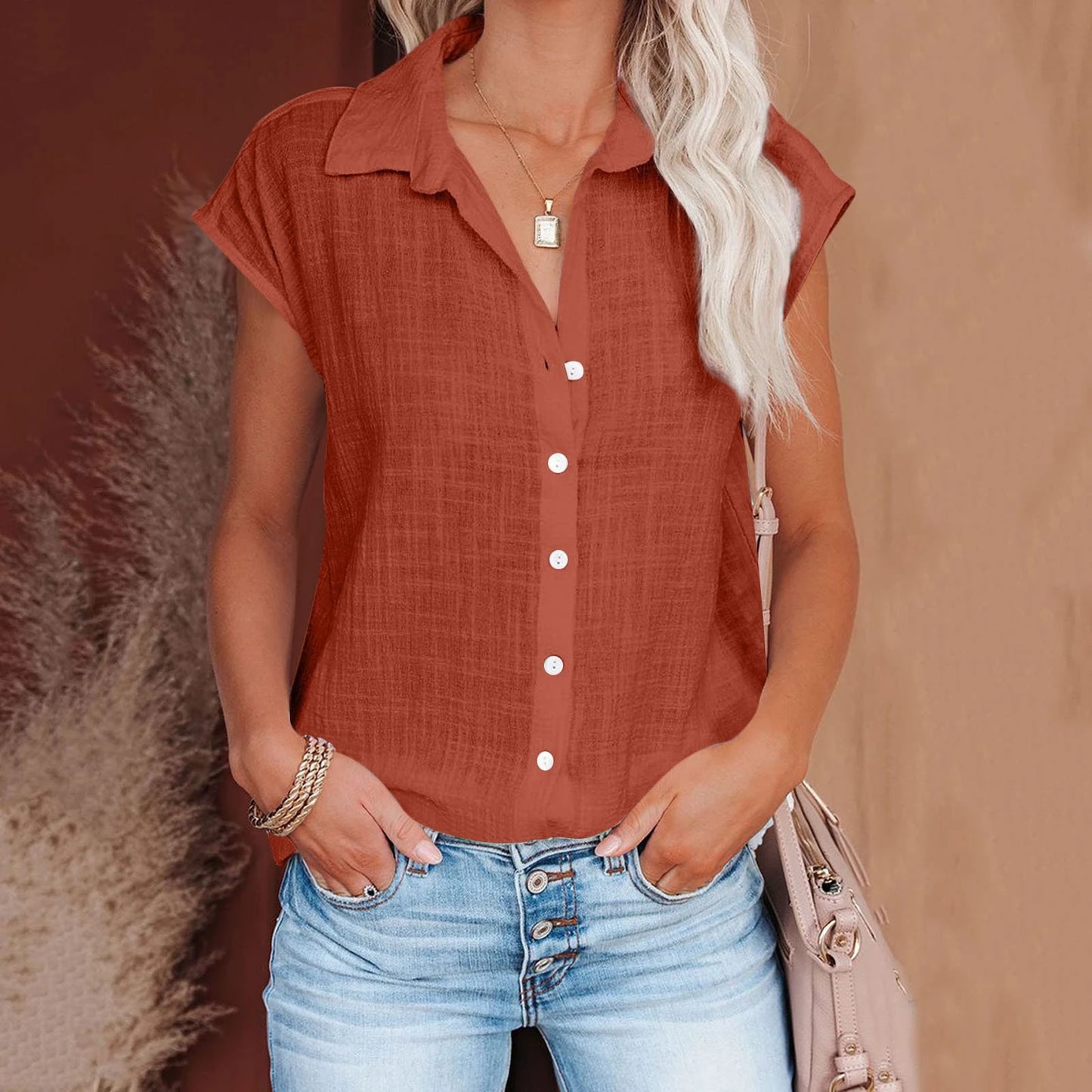 Summer Solid Cotton Linen Shirt Women's Clothing Casual Short Sleeve Tops Tee Ladies T-Shirts Blusas Thin Loose T Shirt Woman