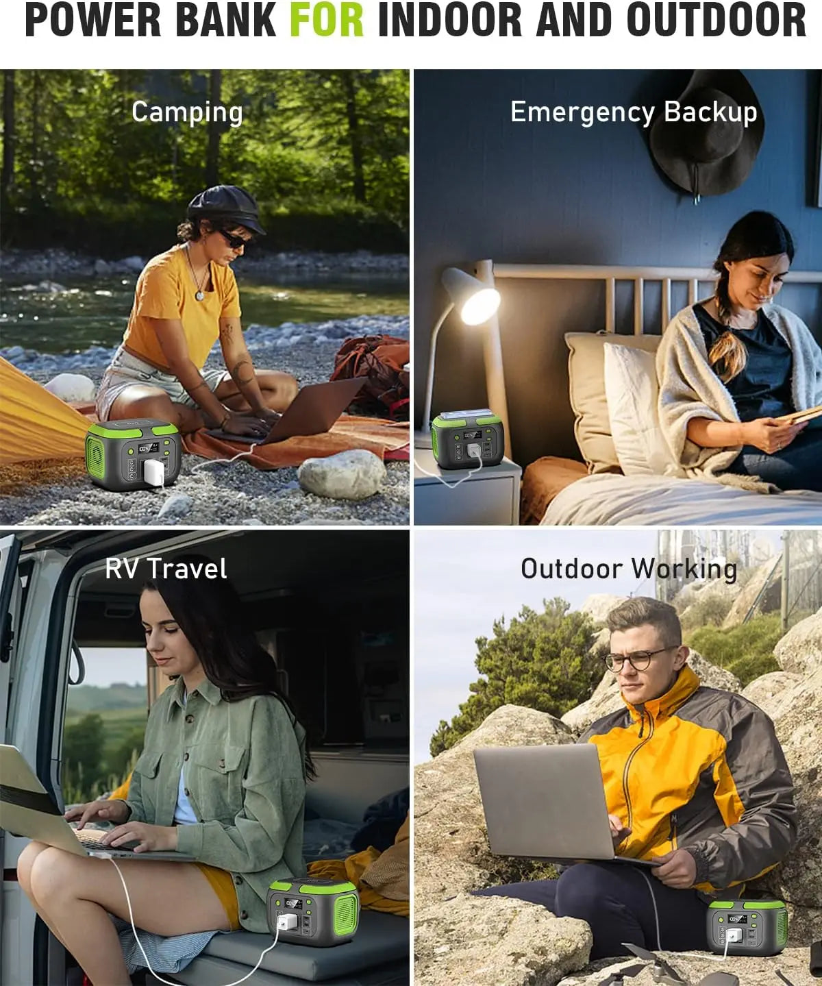 200W Portable Power Station 155Wh Solar Generator 42000mAh Power Bank with AC Outlet 110V, DC, USB QC3.0 for Outdoor Camping RV