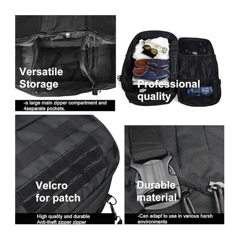 45L Large Capacity Durable 3-in-1 Duffle Backpack Tear Resistant Adjustable Mountaineering Hiking Bag for Outdoor Travel