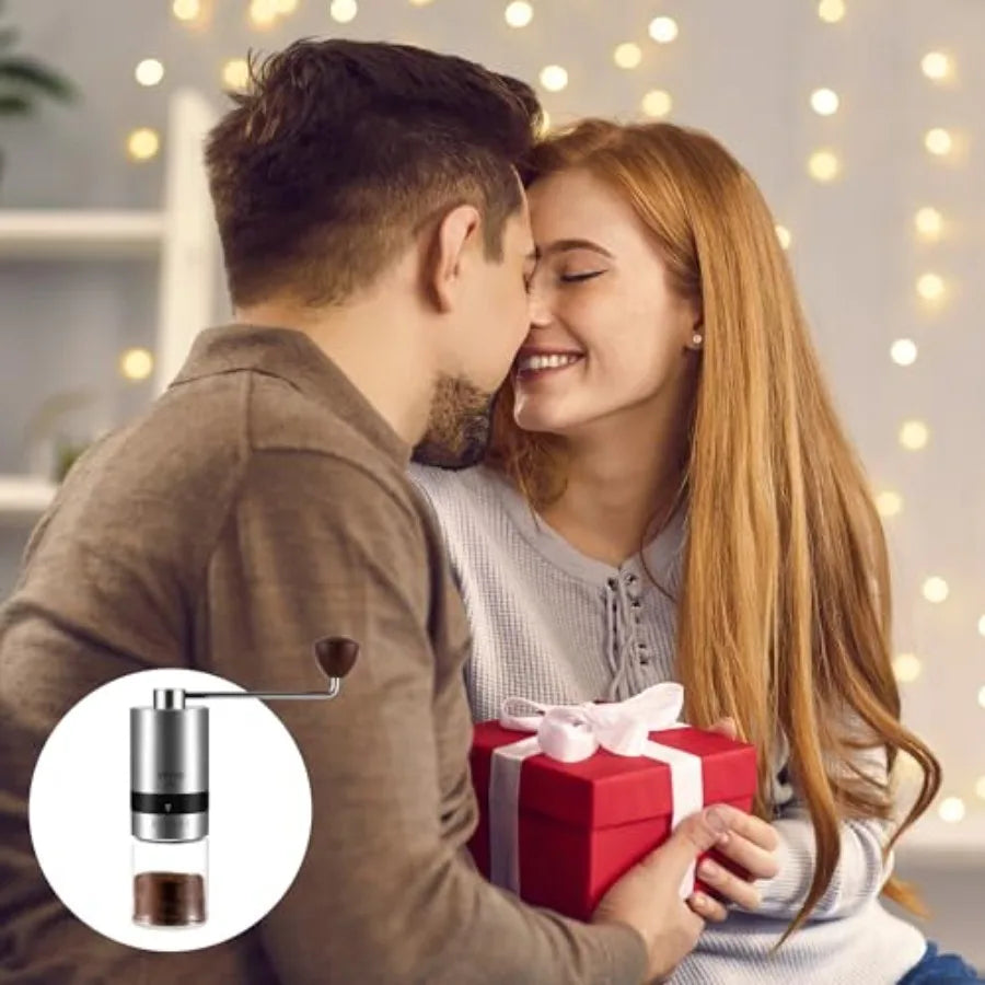 Manual Coffee Grinder Stainless Steel Burr Grinder with 6 External Adjustable Settings for Home and Camping Use Vintage Hand Cr