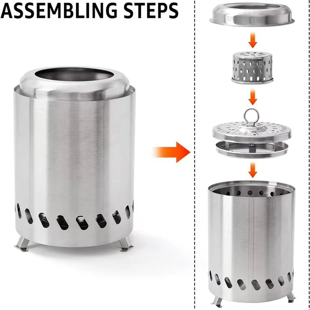 Smokeless Tabletop Fire Pit Stainless Steel Mini Tabletop Firepit Indoor Outdoor Table Top Firepit for Camping Outdoor & Patio