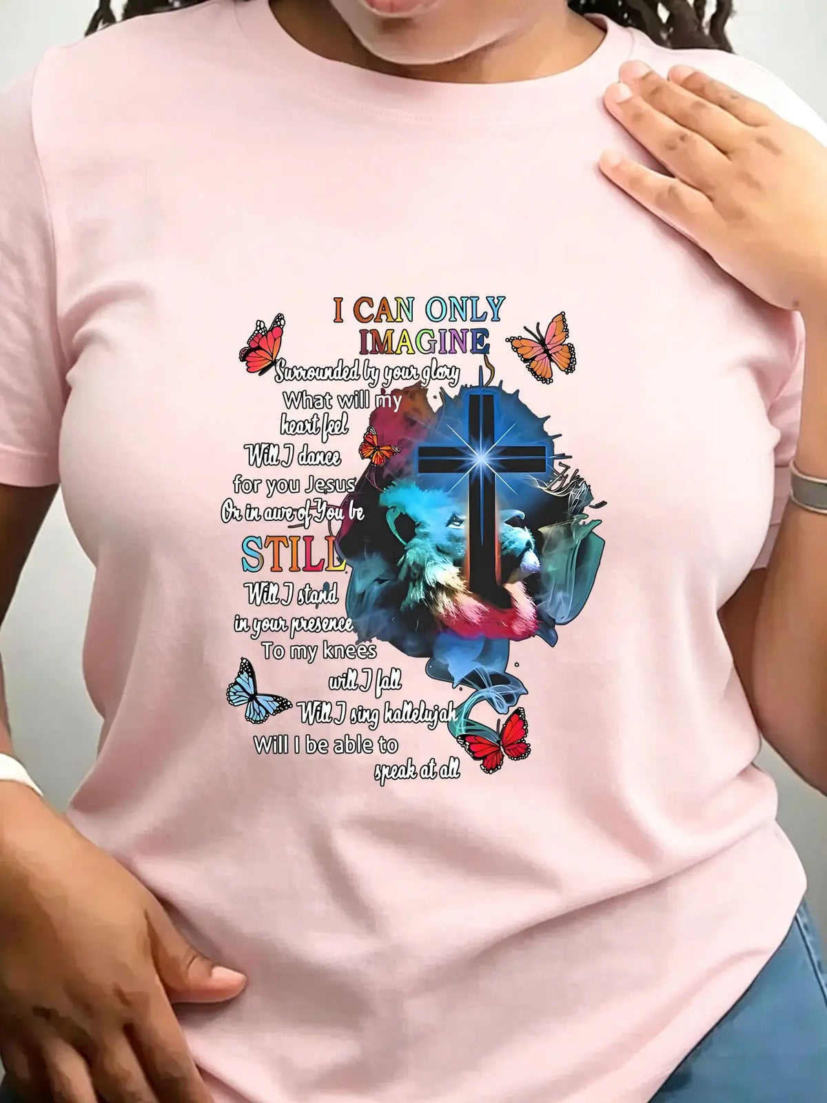 Women's Trendy Crew Neck T-Shirt I Can Only Imagine Shirt Suitable for Casual Sportswear