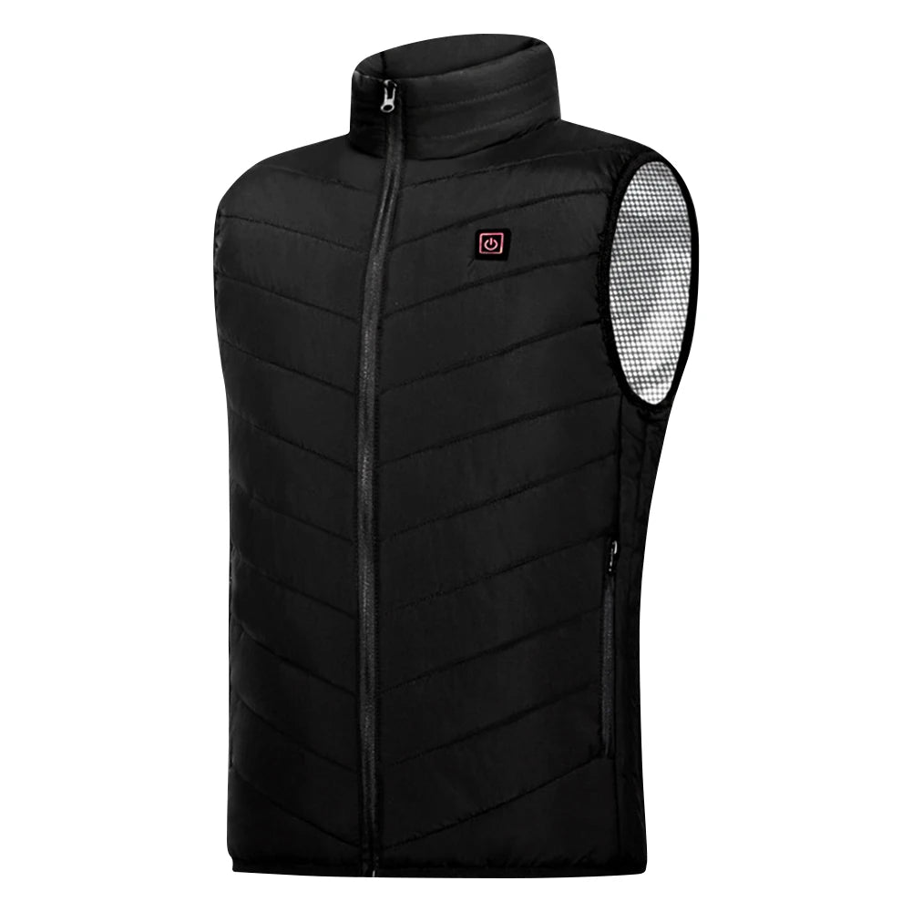 Unisex Electric Heated Vest 9 Heating Areas Heated Vest Coat Washable Lightweight with Zip USB Charging for Winter Sports Hiking