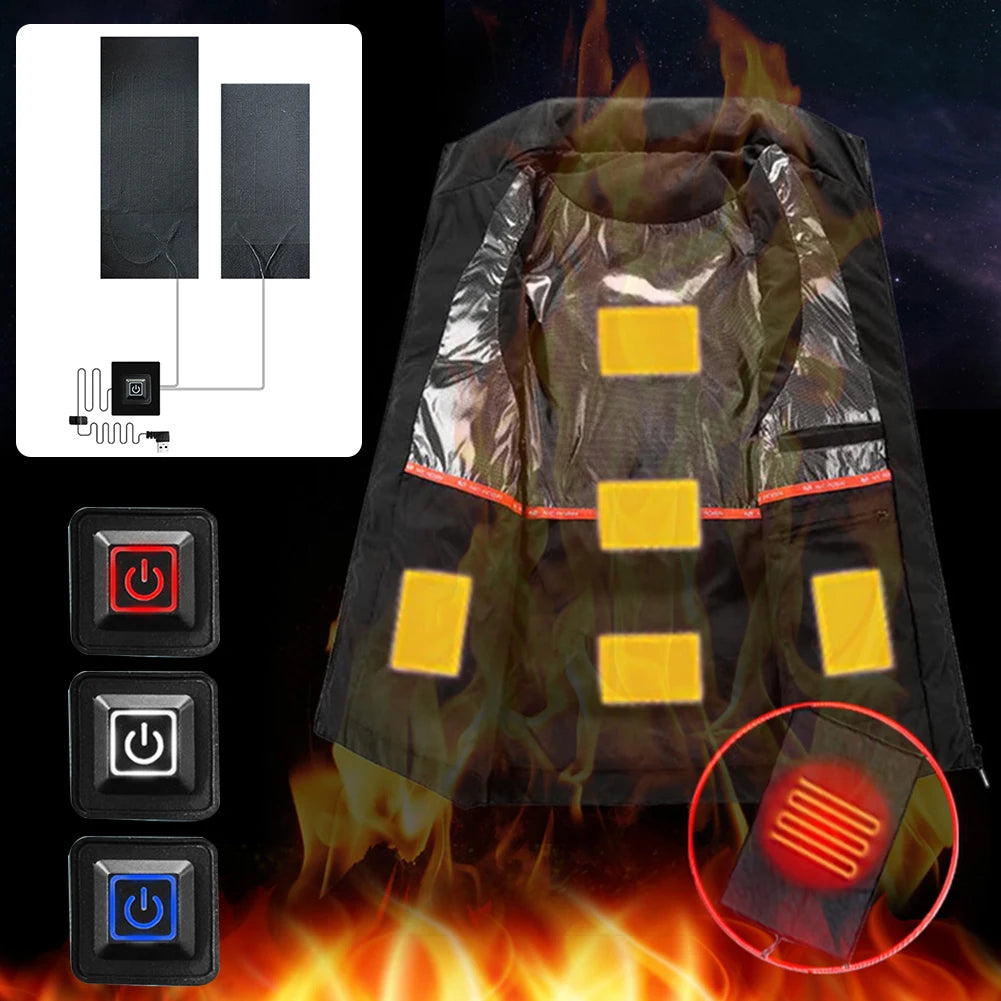 Temperature Control Pad Waterproof Electric Heating Sheet Cloth Jacket Heater Pads 5V for Camping Hiking