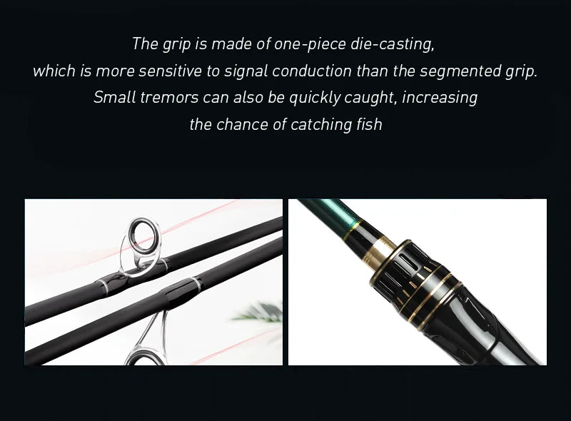 SEASIR Dark Dragon M/ML Two Rod Tips Spinning Baitcasting Fishing Rod Lure Carbon Fiber One-Piece Grip (6-35g/2.1M/2.4M)