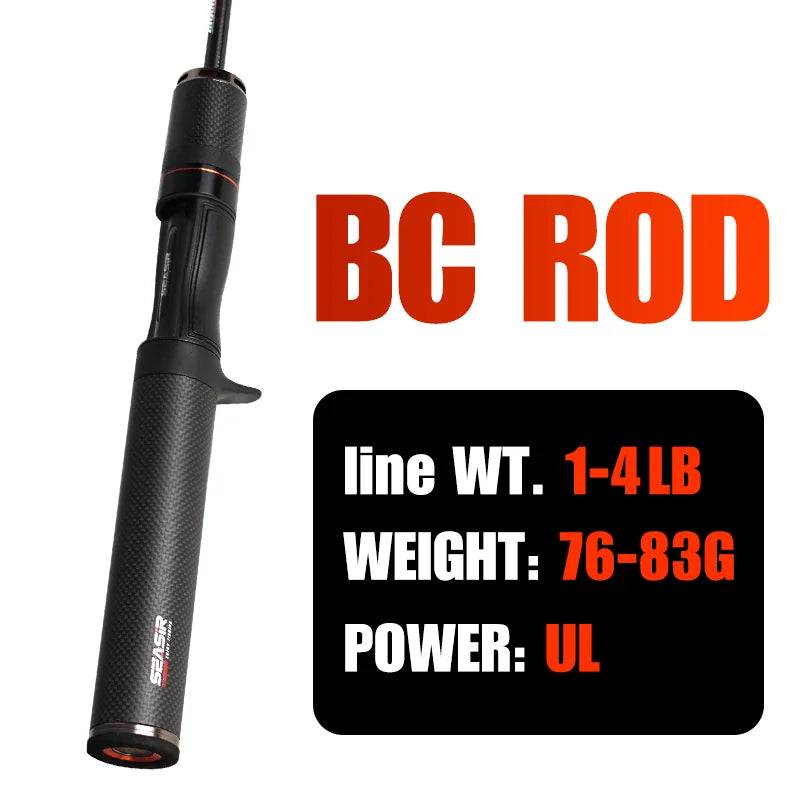 SEASIR Black Arrow Spining Baitcasting Fishing Rod 4.92FT LureWeight 0.8-10gUL Carbon Fiber FUJI O Guide Rings BFS Two Sections